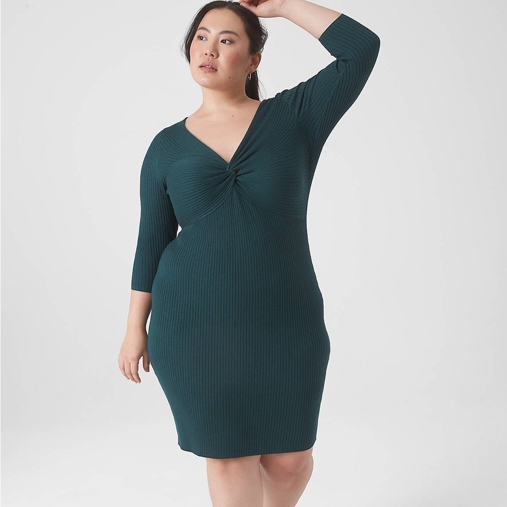 Lane Bryant 3/4 Sleeve V-Neck Twist Bodycon Sweater Dress